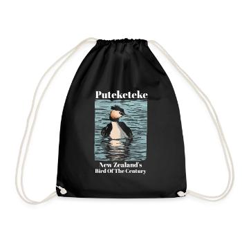 Puteketeke New Zealand's Bird of the Century - Drawstring Bag - black - Front