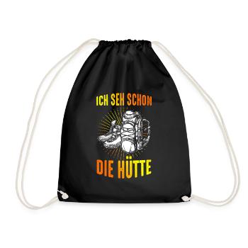 Mountain Hut Mountaineer Climbing Nature Mountains Hiking - Drawstring Bag - black - Front