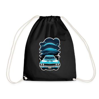 voiture vintage couché de soleil - Sac de sport léger - noir - Devant