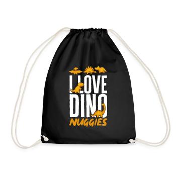 Dino Nuggets Dinosaurier Chicken Nuggets - Turnbeutel - Schwarz - Vorne