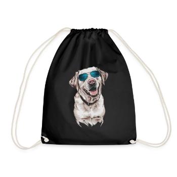 Labrador mit Sonnenbrille - Turnbeutel - Schwarz - Vorne
