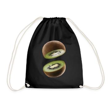 Kiwi-Geschenk - Turnbeutel - Schwarz - Vorne