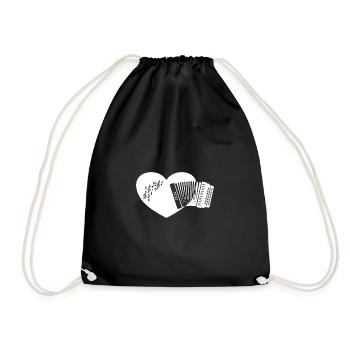 Styrian Squeezebox Ziacha Heart with Sheet Music - Drawstring Bag - black - Front