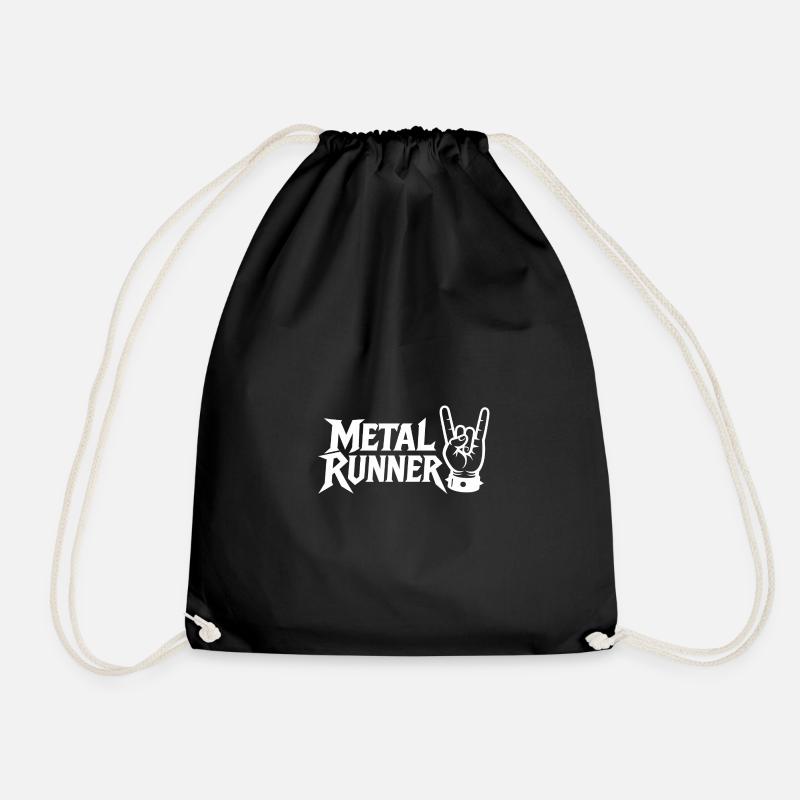 Metal Runner Hand Sign Design - Drawstring Bag - black