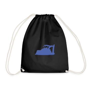 Excavator operator and construction equipment operator Silhouette – - Drawstring Bag - black - Front