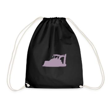 Excavator operator and construction equipment operator Silhouette – - Drawstring Bag - black - Front