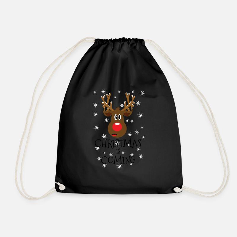Christmas is coming snow - Drawstring Bag - black