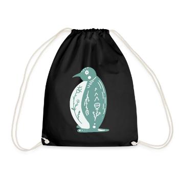 Merry Christmas Penguin Paw T-Shirt - Drawstring Bag - black - Front