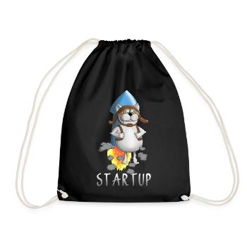 coole Startup Rakete - Turnbeutel - Schwarz - Vorne