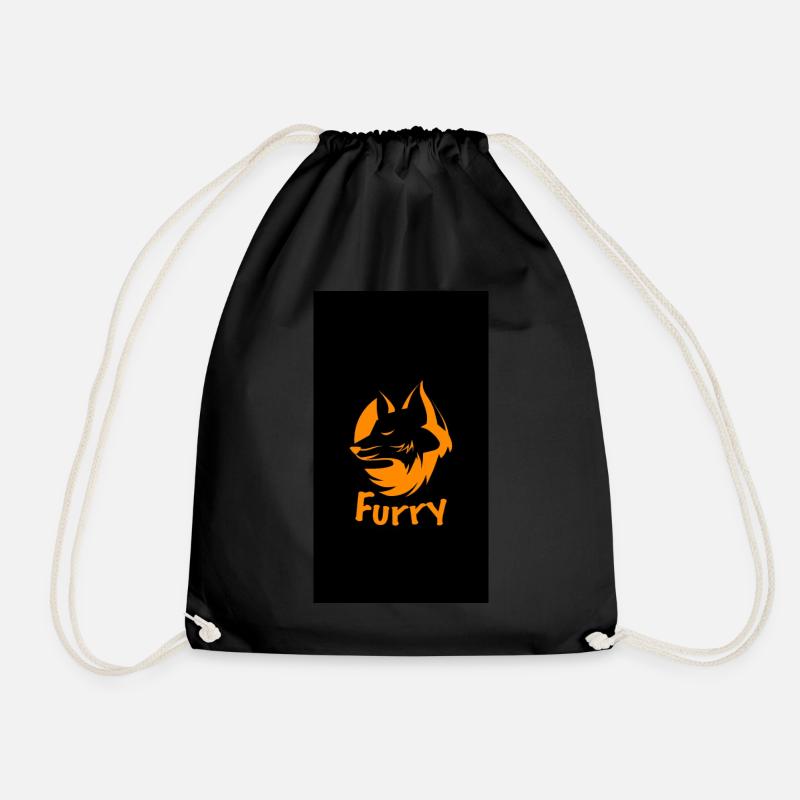 Furry Subtle Fox orange - Drawstring Bag - black