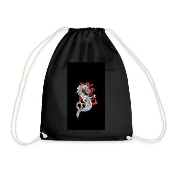 Chinese Dragon Black White - Drawstring Bag - black - Front