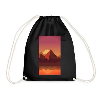 Pyramide Sonnenuntergang Ägypten Retro-Erdtöne - Turnbeutel - Schwarz - Vorne