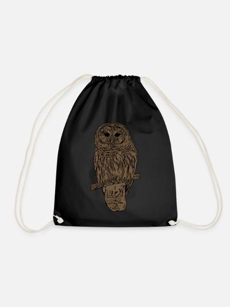 Owl Owl Motif Animal Motif Oiseau Imprimé Hibou - Sac de sport léger - noir