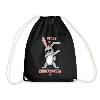 Dabbing Rabbit Kindergarten Child - Drawstring Bag - black - Front
