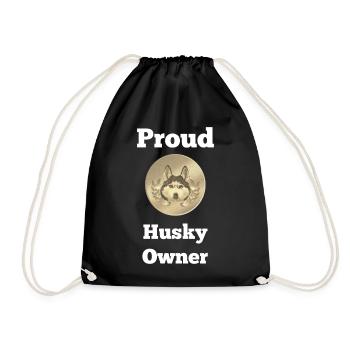 Huskyspruch, Proud Husky Owner - Turnbeutel - Schwarz - Vorne