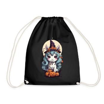 Magisches Hexen Pony süßes Halloween Design - Turnbeutel - Schwarz - Vorne