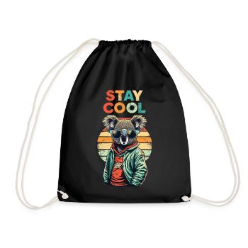 Retro Koala Stay Cool - Turnbeutel - Schwarz - Vorne