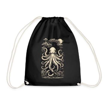 Retro Octopus Japanese Sea Depth Design Style - Sac de sport léger - noir - Devant