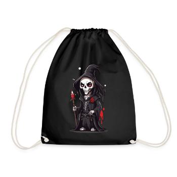 Halloween Skeleton Magician Cartoon Magic - Drawstring Bag - black - Front