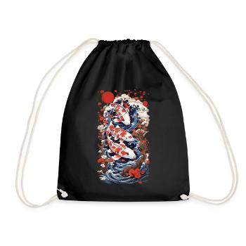 Ukiyo-E Koi carpe Art rétro Japon Design Style - Sac de sport léger - noir - Devant