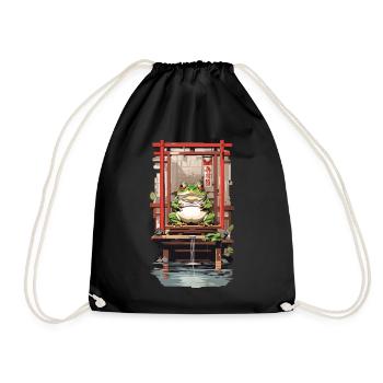 Japanischer Yokai Frosch im Tempel Ukiyo-E Style - Turnbeutel - Schwarz - Vorne