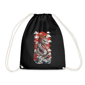Dragon Ukiyo-E Design Streetwear Vintage Rétro - Sac de sport léger - noir - Devant