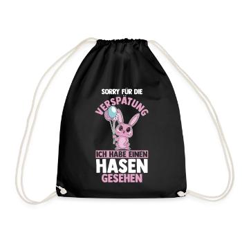 Kaninchen Hase - Turnbeutel - Schwarz - Vorne