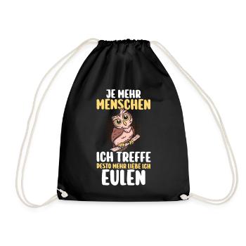 Eulen - Turnbeutel - Schwarz - Vorne