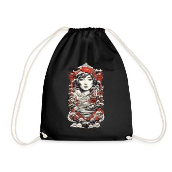 Ukiyo-E paysage asiatique Vintage Kanji - Sac de sport léger - noir - Devant