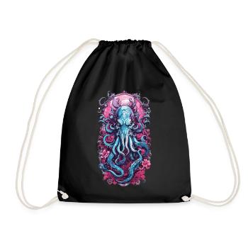 Occult Kraken Monster Halloween Goth Design - Drawstring Bag - black - Front