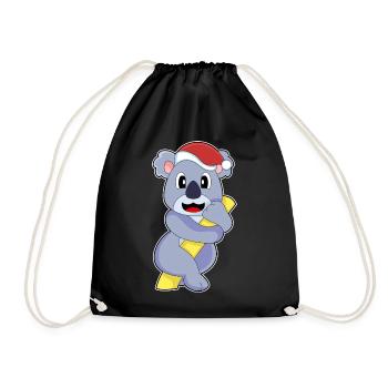 Koala Christmas Santa Hat - Drawstring Bag - black - Front