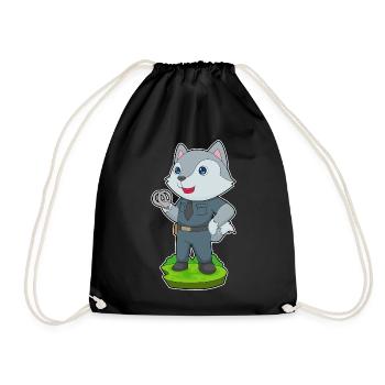 Wolf Polizist Handschellen Polizei - Turnbeutel - Schwarz - Vorne