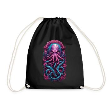 Kraken Gothic Occult Pastel Streetwear - Drawstring Bag - black - Front