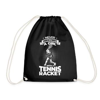 Tennisspielerin - Turnbeutel - Schwarz - Vorne
