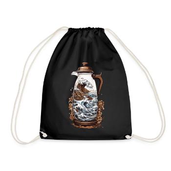 Japanese Coffee Aesthetics Streetwear Style - Drawstring Bag - black - Front