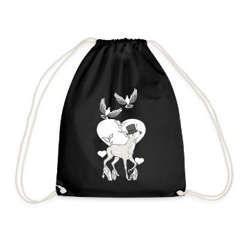 Hirsch Vintage Retro Old School Fantasy Wildtiere - Turnbeutel - Schwarz - Vorne