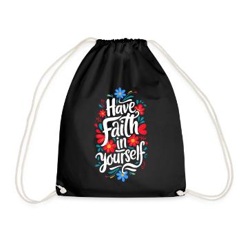 Confidence Courage Flowers Ornament New Beginning - Drawstring Bag - black - Front