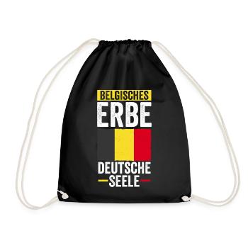 Belgier Belgisch Deutsches Herz Belgien - Turnbeutel - Schwarz - Vorne