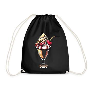 Ice cream sundae pixel graphic - Drawstring Bag - black - Front