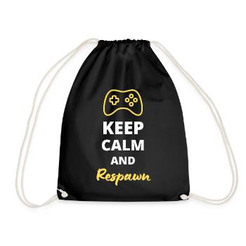 Keep Calm and Respawn - Drawstring Bag - black - Front