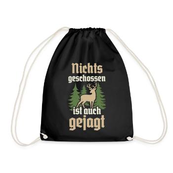 Jäger Jagd Hirsch Rotwild Jagen Jungjäger - Turnbeutel - Schwarz - Vorne