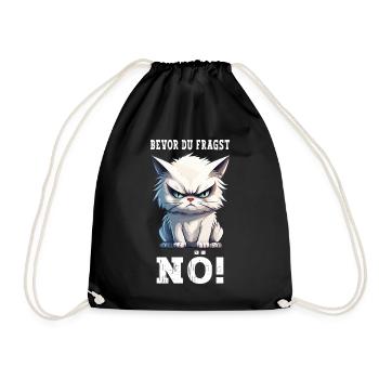 Before You Ask Nope No Cat Funny Saying Humor - Drawstring Bag - black - Front
