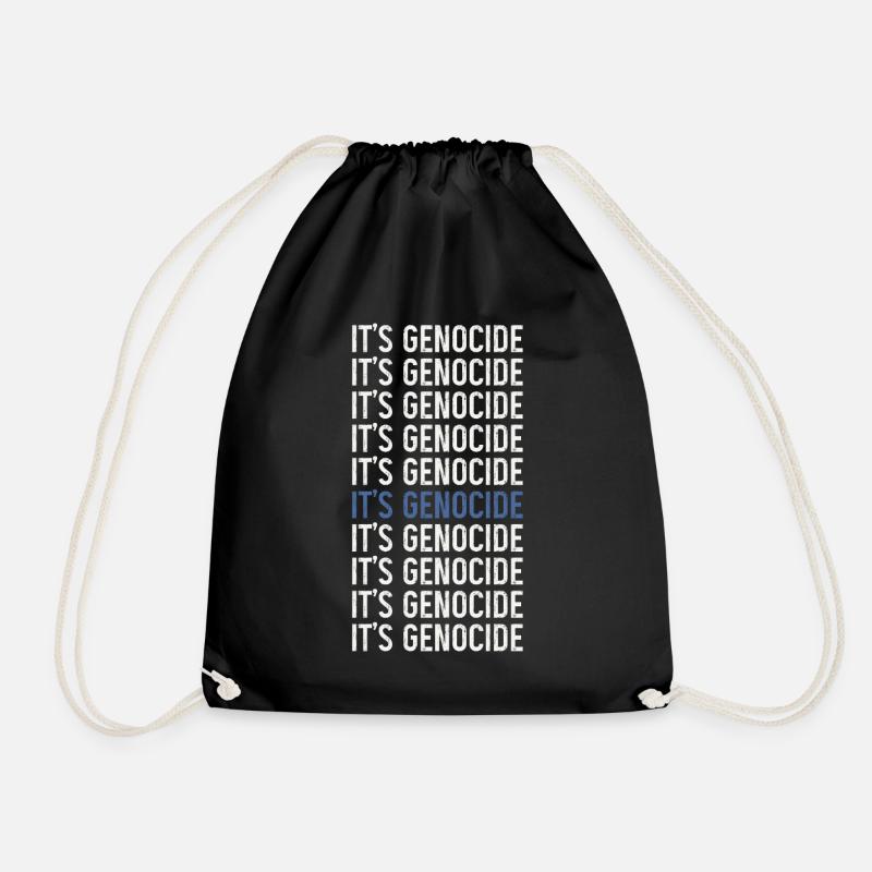 Typographic Phrase Repeated Genocide - Drawstring Bag - black