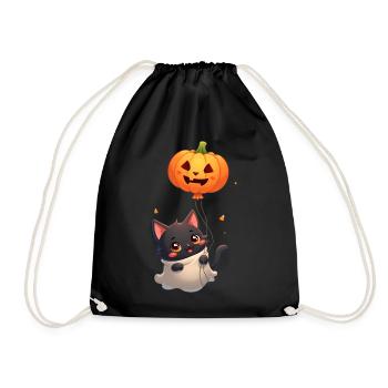 Halloween Cat with Halloween Pumpkin - Drawstring Bag - black - Front