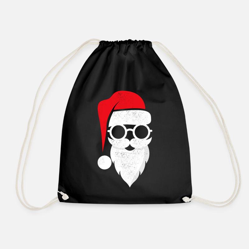 Weihnachtsmann Santa mit Brille - Turnbeutel - Schwarz