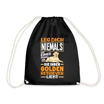 Golden Retriever Owner Owner Gift - Drawstring Bag - black - Front