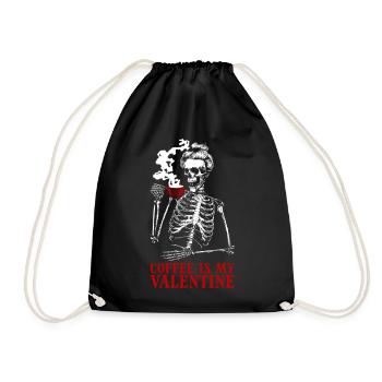Coffee Is My Valentine's Day – Skeleton Coffee for F - Drawstring Bag - black - Front