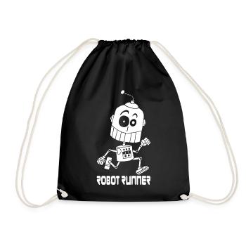 White Running Robot - Drawstring Bag - black - Front