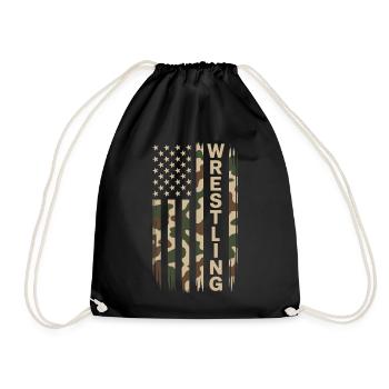 Wrestling USA Flag Camo Patriot Design - Drawstring Bag - black - Front