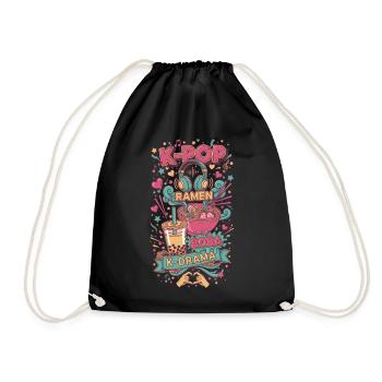K-Pop RAMEN BOBA K DRAMA Korean Music Vibes - Drawstring Bag - black - Front